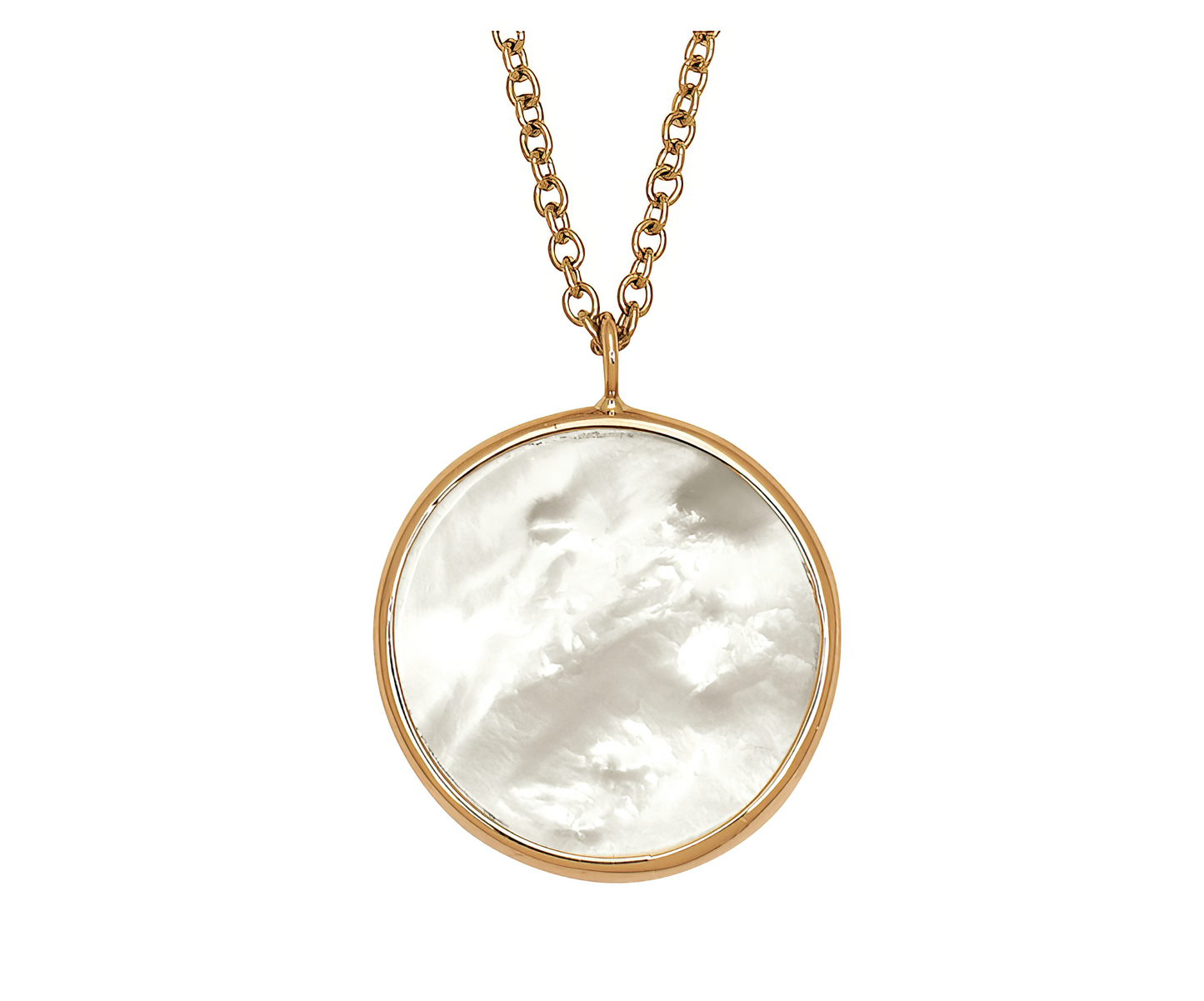Round mother-of-pearl pendant necklace