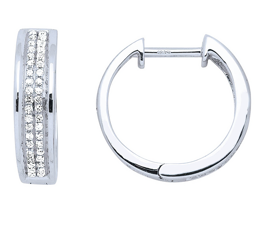 2 row diamond hoop earrings