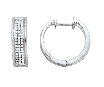 3 row diamond hoop earrings