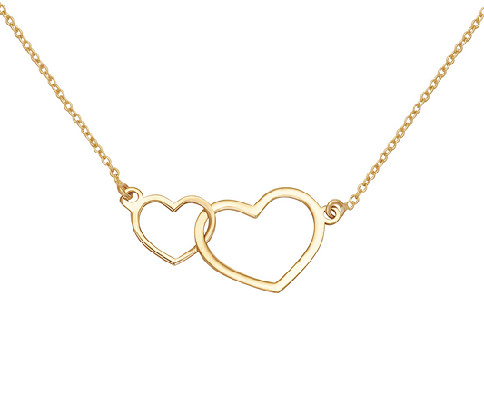 Gold intertwined hearts necklace