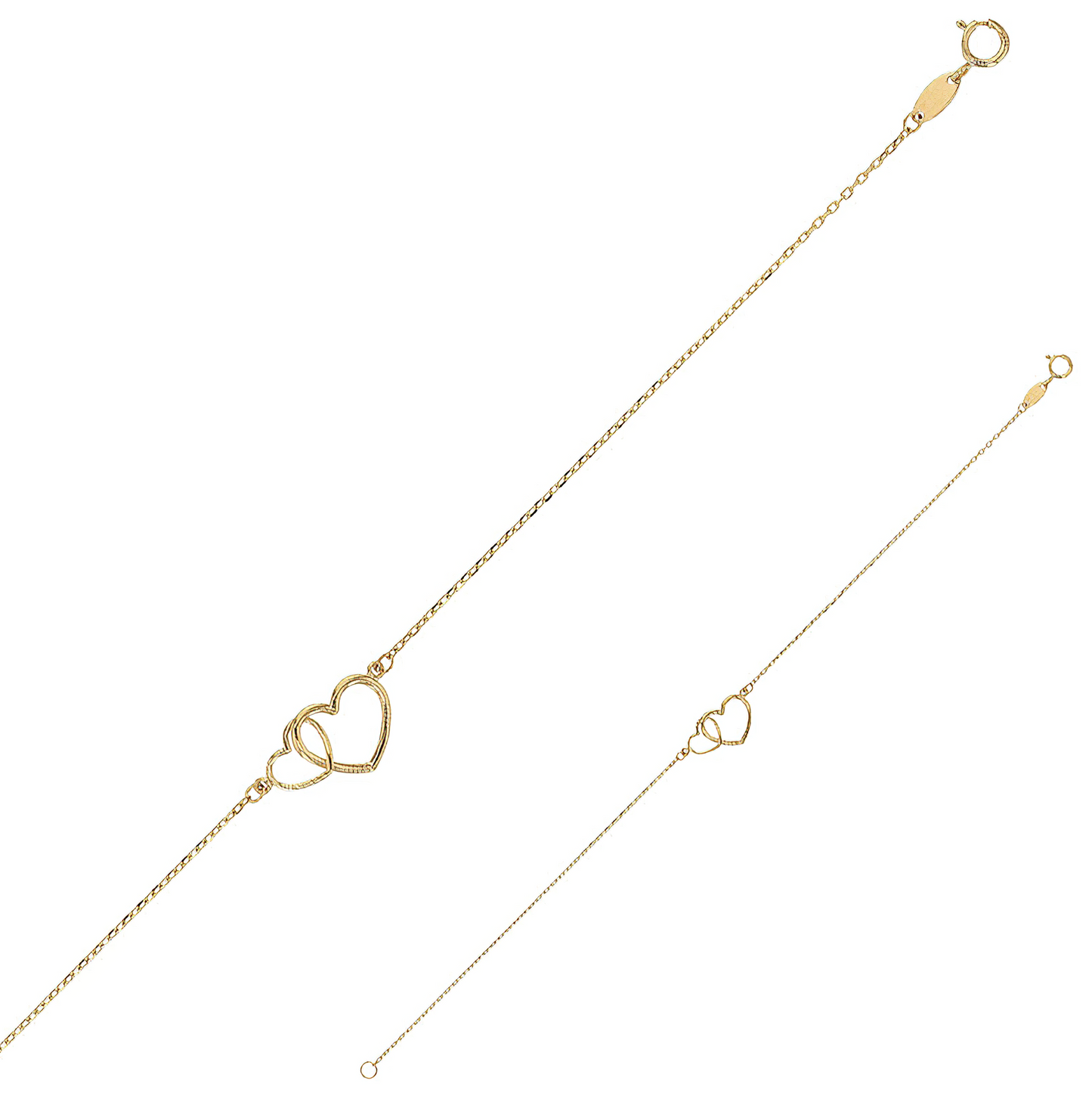 Intertwined hearts bracelet 9 carat gold