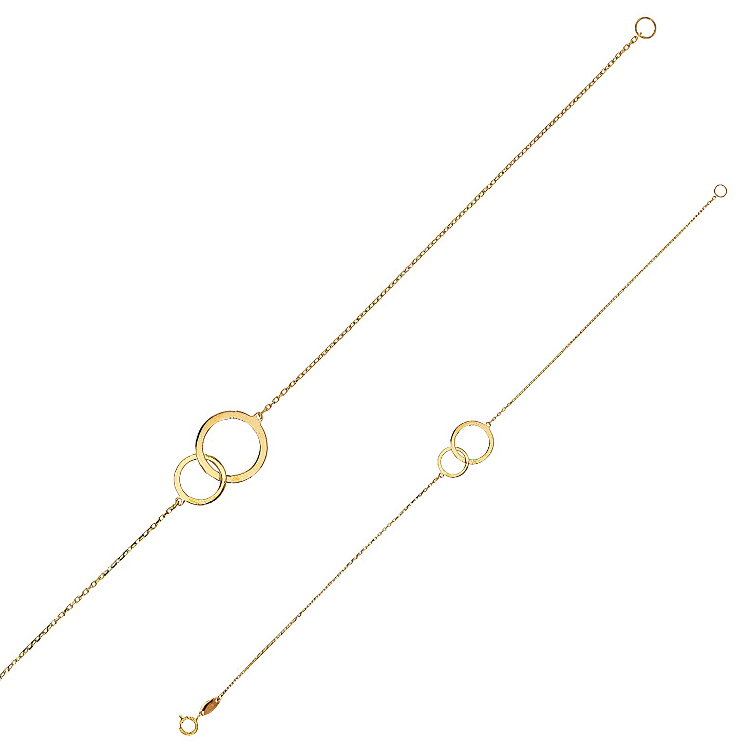 Interlocking circles bracelet in 9 carat gold