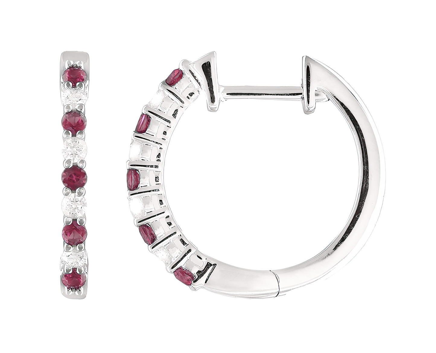 Precious stone hoop earrings