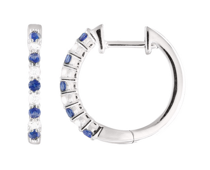 Precious stone hoop earrings